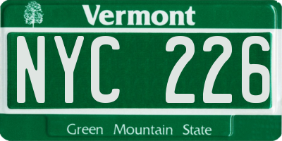 VT license plate NYC226