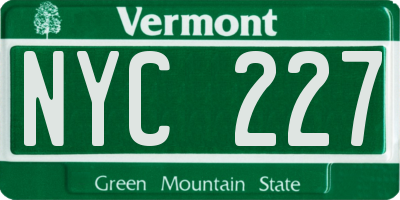 VT license plate NYC227