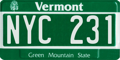 VT license plate NYC231