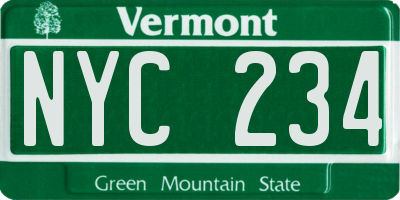 VT license plate NYC234