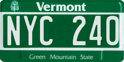 VT license plate NYC240