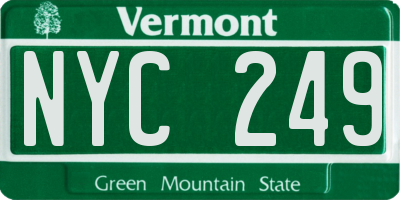VT license plate NYC249