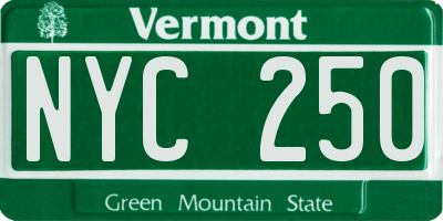 VT license plate NYC250