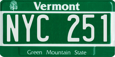 VT license plate NYC251