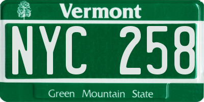 VT license plate NYC258