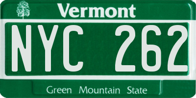 VT license plate NYC262