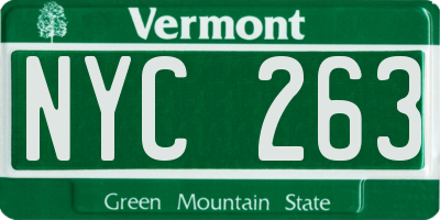 VT license plate NYC263