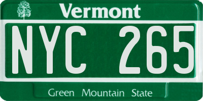 VT license plate NYC265
