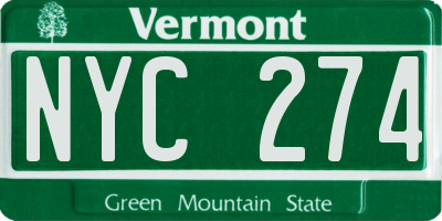 VT license plate NYC274