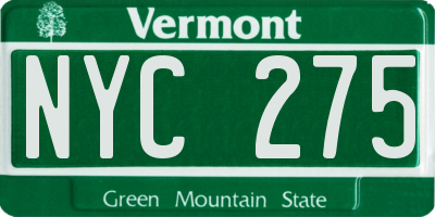 VT license plate NYC275