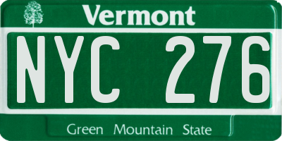 VT license plate NYC276