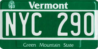 VT license plate NYC290