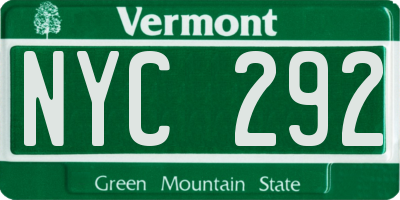 VT license plate NYC292