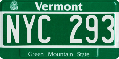 VT license plate NYC293