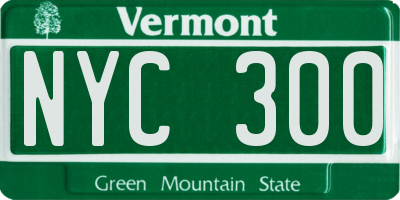 VT license plate NYC300