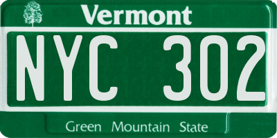 VT license plate NYC302