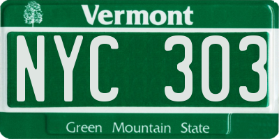 VT license plate NYC303