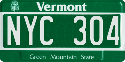 VT license plate NYC304