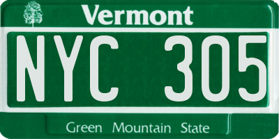 VT license plate NYC305