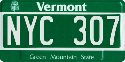 VT license plate NYC307
