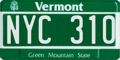 VT license plate NYC310
