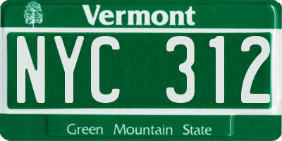 VT license plate NYC312
