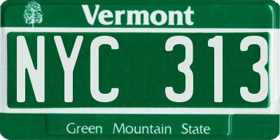 VT license plate NYC313