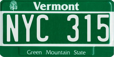 VT license plate NYC315