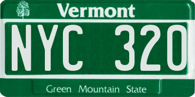 VT license plate NYC320