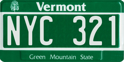 VT license plate NYC321
