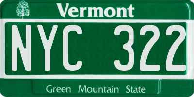 VT license plate NYC322
