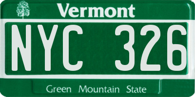 VT license plate NYC326