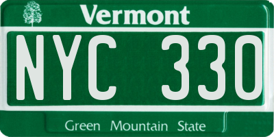 VT license plate NYC330