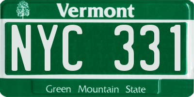 VT license plate NYC331