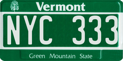 VT license plate NYC333
