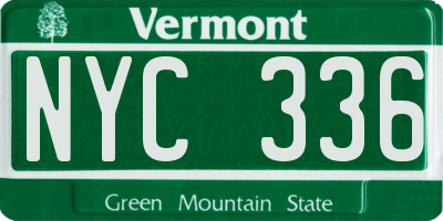 VT license plate NYC336