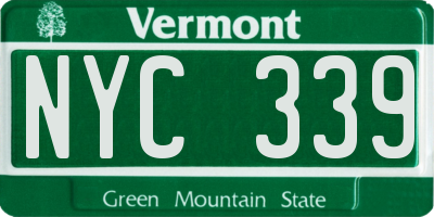 VT license plate NYC339