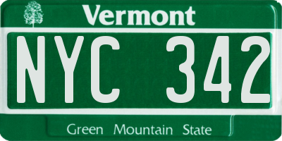 VT license plate NYC342