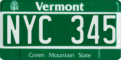 VT license plate NYC345