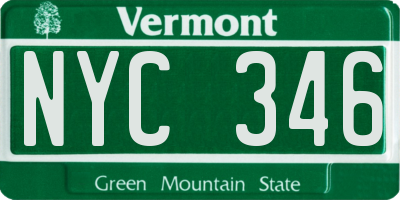 VT license plate NYC346