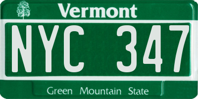 VT license plate NYC347