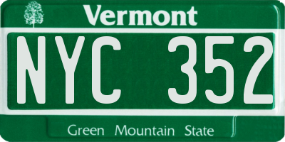 VT license plate NYC352