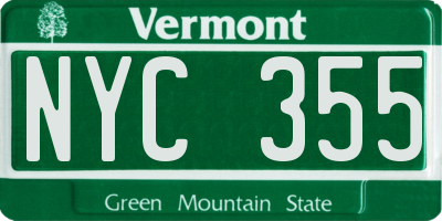 VT license plate NYC355