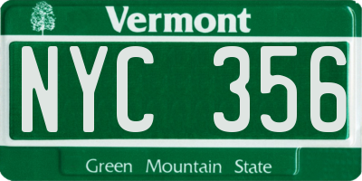 VT license plate NYC356