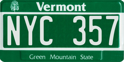 VT license plate NYC357