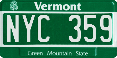 VT license plate NYC359