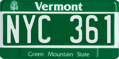 VT license plate NYC361