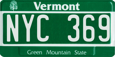 VT license plate NYC369