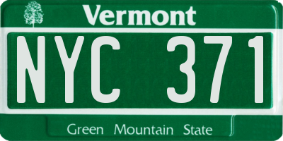 VT license plate NYC371