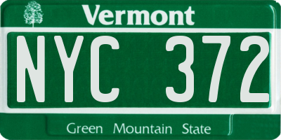 VT license plate NYC372
